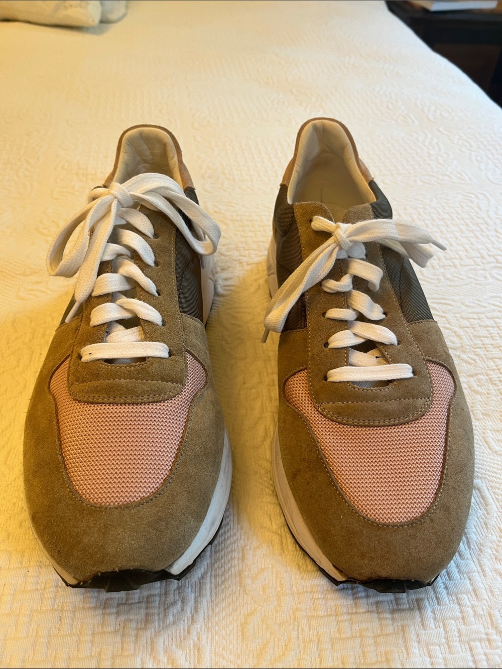 Closed Olive Suede & Blush Mesh Platform Sneakers